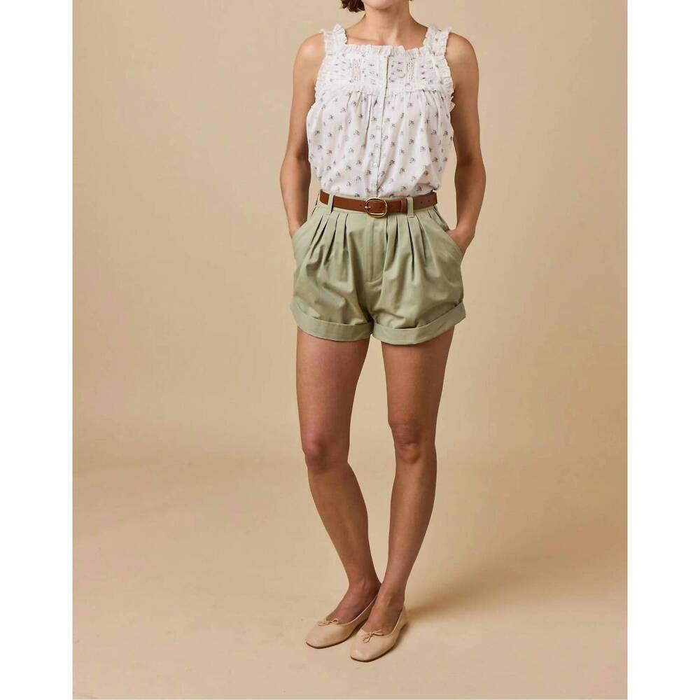 NEW DÔEN declan pleated short in tea leaf